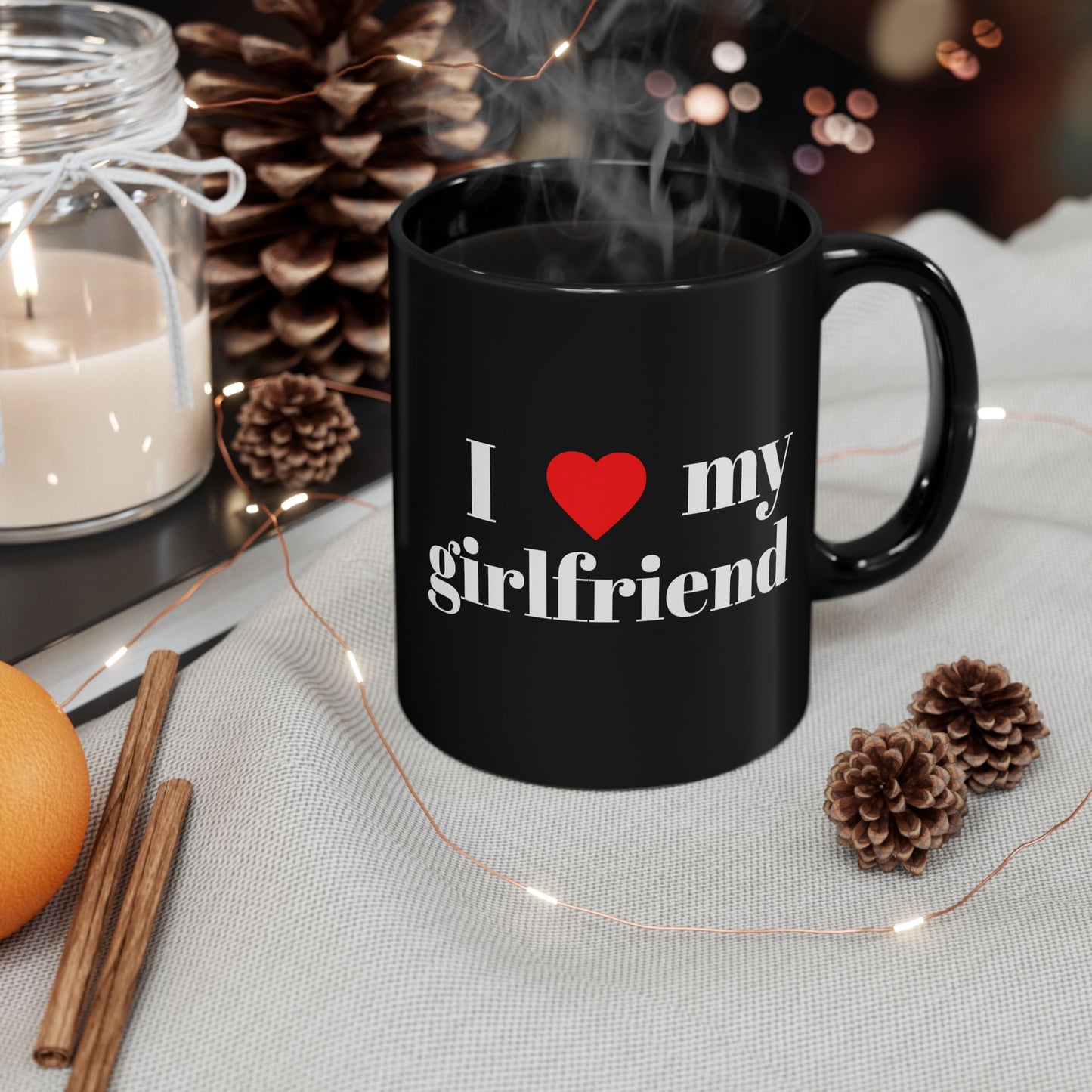 I  My Girlfriend Black Mug — Romantic Couple Coffee Cup (11oz, 15oz)
